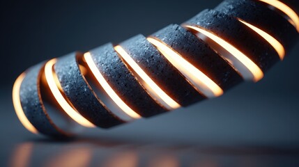 education art inspiration Abstract spiral design with metallic texture and glowing edges, creating a modern aesthetic.