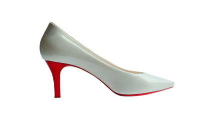 Elegant white high heel with red sole and heel against a soft background fashionable and stylish footwear