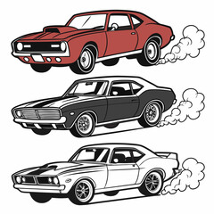 A collection of car vector illustrations featuring various vehicles