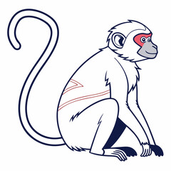 Obraz premium Stylized monkey illustration sitting with a curved tail 