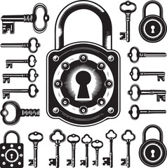 Decorative Antique Locks and Keys Set
