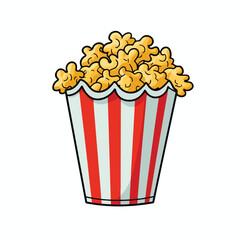 Detailed Color Silhouette Image of Popcorn in Cardboard Vector Illustration for Design Projects
