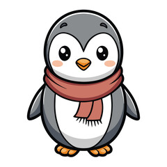 Here's a cute cartoon penguin, a funny arctic animal enjoying the winter snow and ice, perfect for a Christmas illustration