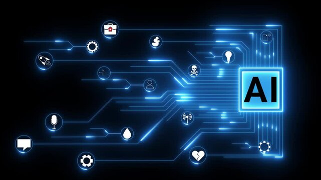 ai agent- businessman working with virtual reality at office. Multi agent AI systems concept on black background. AI driven solutions streamline workflows, Decision, Automate daily Tasks.