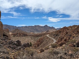 Tenerife panorama landscape,beautiful nature view mountains from hiking trips on Tenerife island, Canary Islands Spain