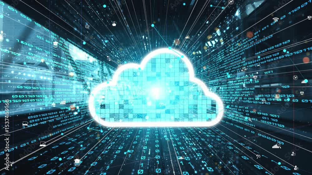 Poster cloud computer and online data storage with tacit intelligent sharing software . concept of smart di