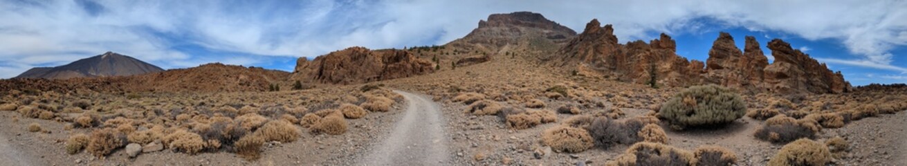 Tenerife panorama landscape,beautiful nature view mountains from hiking trips on Tenerife island, Canary Islands Spain