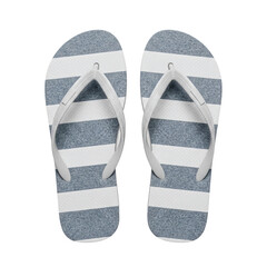 Pair of striped flip flops, isolated on transparent background