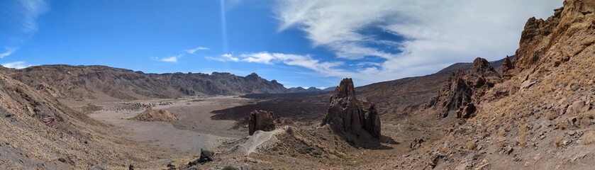 Tenerife panorama landscape,beautiful nature view mountains from hiking trips on Tenerife island, Canary Islands Spain