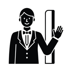 Hotel bellhop welcomes guests with a smile