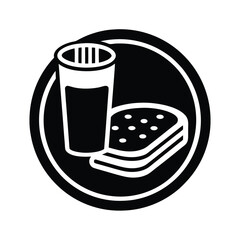 Glass of Milk and Sandwich Icon Black