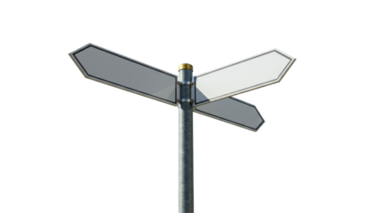 Isolated Three-Way Blank Street Signpost for Directional Guidance