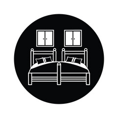 Hotel room with two beds icon