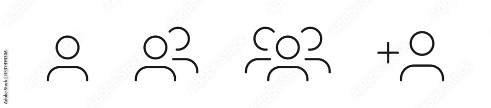 Poster group of people and user icons , add new user line icon | for user, group, team, community and group