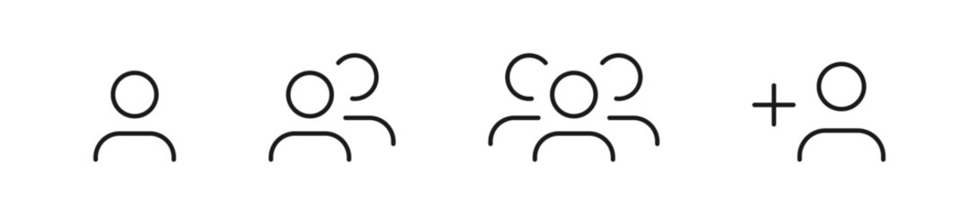 group of people and user icons , add new user line icon | for user, group, team, community and group management interfaces | editable stroke