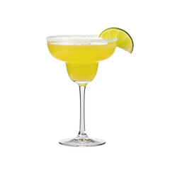 Margarita cocktail with lime wedge, isolated on transparent background