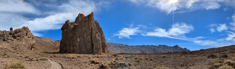 Fototapeta premium Tenerife panorama landscape,beautiful nature view mountains from hiking trips on Tenerife island, Canary Islands Spain