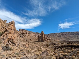 Tenerife panorama landscape,beautiful nature view mountains from hiking trips on Tenerife island, Canary Islands Spain