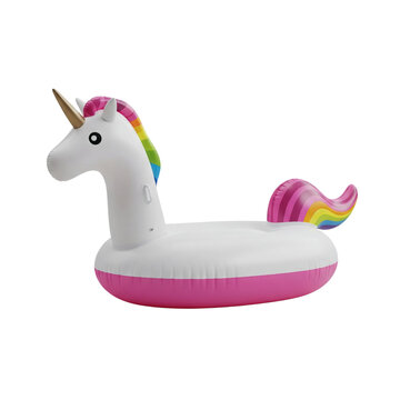 Inflatable unicorn pool float, isolated on transparent background