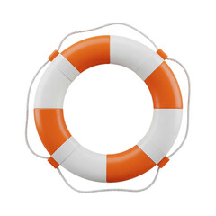 Lifebuoy ring with rope, isolated on transparent background