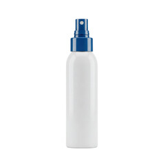 White plastic spray bottle with blue cap, isolated on transparent background