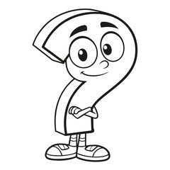 Adorable Cartoon Question Mark Character Illustration Perfect for Kids' Books, Educational Materials, and Fun Designs