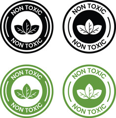 Non toxic sign, logo, badge, icon, sticker, label, emblem, stamp, symbol, black, line, flat vector, isolated illustration. Suitable for business, food, information and product label