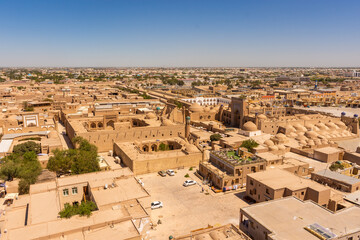 Beautiful aerial view of the ITchan Kala, the old town of Khiva,  Uzbekistan