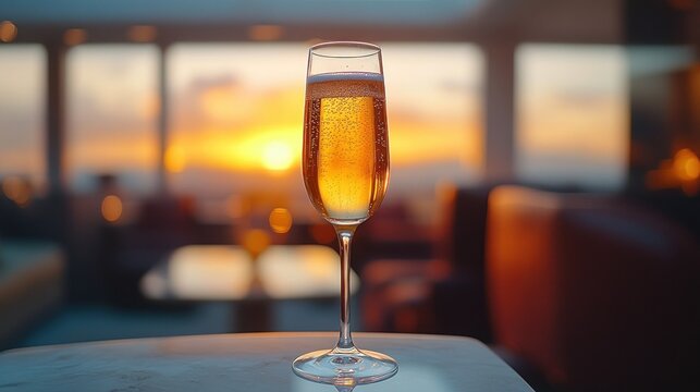 Champagne flute at sunset - Powered by Adobe