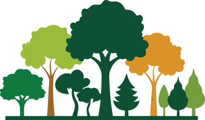 Diverse trees nature landscape green forest ecology