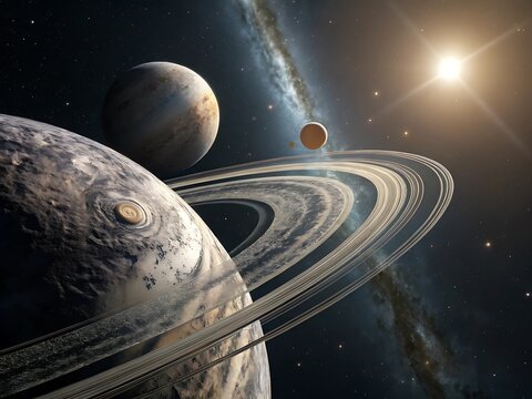 earth and moon and sun in a solar system 