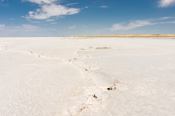 White salt marsh desert of the Aral Sea,  Uzbekistan