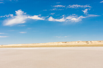White salt marsh desert of the Aral Sea,  Uzbekistan