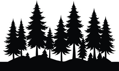 Obraz premium Majestic silhouette of evergreen trees in a forest