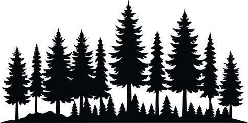 Obraz premium Majestic silhouette of a pine forest at sunset