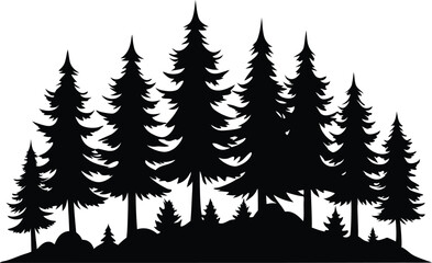 Fototapeta premium Majestic silhouette of evergreen trees in a forest