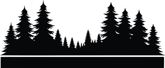 Fototapeta premium Majestic silhouette of evergreen trees winter forest landscape