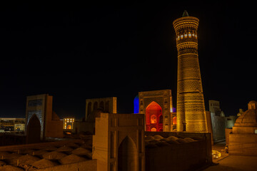 The Kalyan Minaret of Bukhara at  night, Uzbekistan