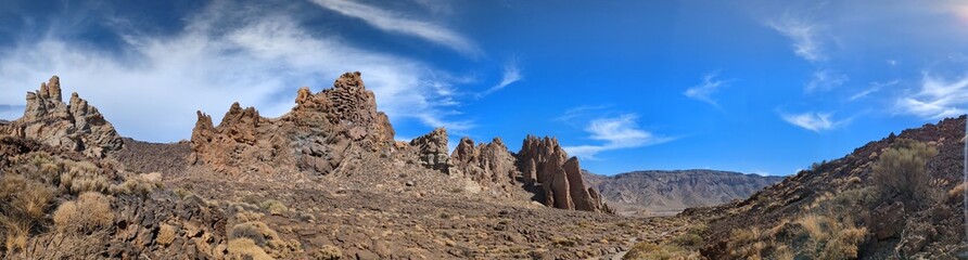 Tenerife panorama landscape,beautiful nature view mountains from hiking trips on Tenerife island, Canary Islands Spain