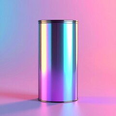 Metallic Cylinder Container with Holographic Gradient