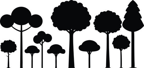 Silhouette trees nature forest park landscape design elements