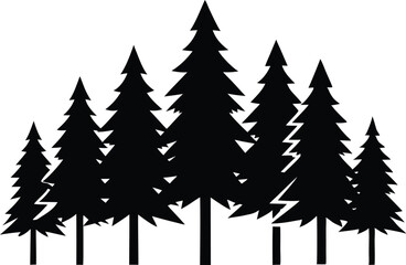 Obraz premium Silhouetted evergreen trees forest winter nature