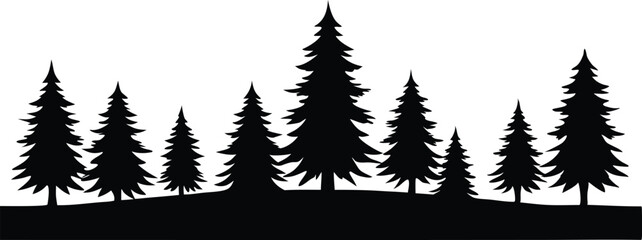 Obraz premium Silhouetted pine trees winter landscape forest nature