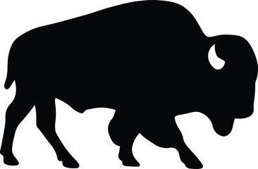 Silhouette American bison bull strong animal vector illustration