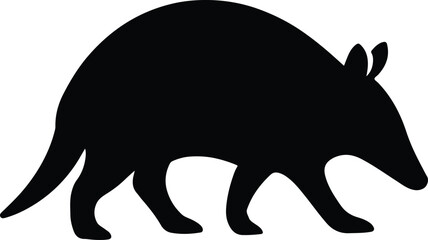 Silhouette armadillo walking black flat design vector illustration