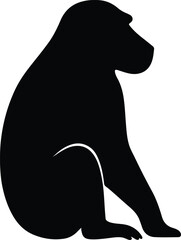 Silhouette Baboon primate sitting mammal black vector illustration
