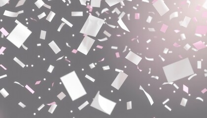 Abstract Confetti Celebration Background with Delicate Pink and White Accents