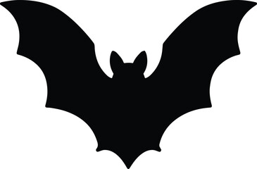 Silhouette bat dark flying Halloween animal vector illustration