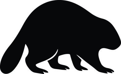 Silhouette beaver walking wildlife animal black vector illustration