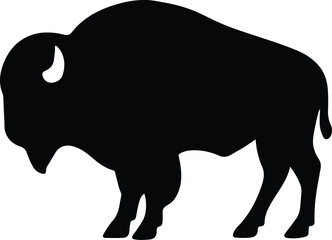 Silhouette bison standing tall wildlife animal vector illustration
